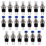 Maxbell 20pcs Mini Momentary Push Button Switches Push on Release off White+ Blue