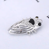 Maxbell 2Pcs Cute Silver Insect Cicida Bug Black Longicorn Brooch Pins for Women Men