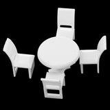 Maxbell Miniature 1:50 Round Dining Table +3 Pieces Artificial Grass Mat Turf Model