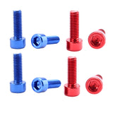 Maxbell 8Pcs Bicycle Water Bottle Cage Bolts Screws Aluminum Alloy Socket Screws Blue & Red