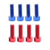 Maxbell 8Pcs Bicycle Water Bottle Cage Bolts Screws Aluminum Alloy Socket Screws Blue & Red