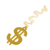 Maxbell Pack of 2 US Dollar Sign Pendent Chain Necklace+Bracelet Jewelry Set Fancy Dress Gold