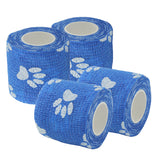 Maxbell 4 Rolls Blue Self Adherent Cohesive Wrap Bandages with Cute Claw Print for Cat Dog Pet - 2 Inches 5 Yard