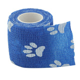 Maxbell 4 Rolls Blue Self Adherent Cohesive Wrap Bandages with Cute Claw Print for Cat Dog Pet - 2 Inches 5 Yard