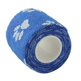 Maxbell 4 Rolls Blue Self Adherent Cohesive Wrap Bandages with Cute Claw Print for Cat Dog Pet - 2 Inches 5 Yard