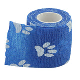 Maxbell 4 Rolls Blue Self Adherent Cohesive Wrap Bandages with Cute Claw Print for Cat Dog Pet - 2 Inches 5 Yard