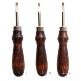 Maxbell 3 Pieces Wood Handle Leather Edge Skiving Edge Beveler 0.8mm+1mm+1.2mm