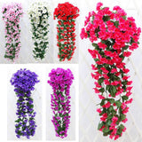 Maxbell Pack of 4Pieces Artificial Violet Bracketplant Silk Flower Garland Wall Home Balcony Hanging Decor