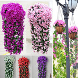 Maxbell Pack of 4Pieces Artificial Violet Bracketplant Silk Flower Garland Wall Home Balcony Hanging Decor