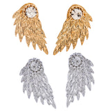 Maxbell 2 Pairs Fashion Women Angel Feather Wing Earrings Rhinestone Dangle Ear Stud