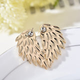 Maxbell 2 Pairs Fashion Women Angel Feather Wing Earrings Rhinestone Dangle Ear Stud