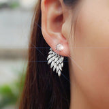 Maxbell 2 Pairs Fashion Women Angel Feather Wing Earrings Rhinestone Dangle Ear Stud