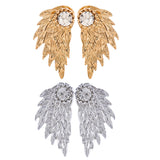 Maxbell 2 Pairs Fashion Women Angel Feather Wing Earrings Rhinestone Dangle Ear Stud