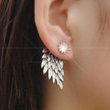 Maxbell 2 Pairs Fashion Women Angel Feather Wing Earrings Rhinestone Dangle Ear Stud