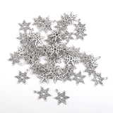 Maxbell 100Pcs Tibetan Silver Filigree Heart And Snowflake Charms Pendants Findings