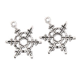 Maxbell 100Pcs Tibetan Silver Filigree Heart And Snowflake Charms Pendants Findings