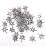 Maxbell 100Pcs Tibetan Silver Filigree Heart And Snowflake Charms Pendants Findings