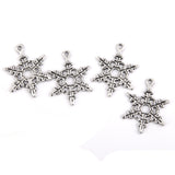 Maxbell 100Pcs Tibetan Silver Filigree Heart And Snowflake Charms Pendants Findings