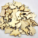 Maxbell 50 Halloween Wooden Shapes Craft & 50 Wood Christmas Embellishments Scrapbooking Card MDF Cut Wood Gift DIY