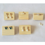 Maxbell 2Pieces Plain Unpainted Wooden Earrings Stand Case Hexagon Jewelry Display