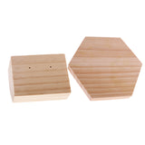 Maxbell 2Pieces Plain Unpainted Wooden Earrings Stand Case Hexagon Jewelry Display