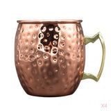 Maxbell 4pcs Moscow Mule Mug Cup Handmade Hammered Moscow Mule Mug with Brass Handle