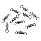 Maxbell 50 Pieces Heavy Duty Ball Bearing Swivel Solid Rings Fishing Swivels Black 4#