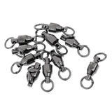 Maxbell 50 Pieces Heavy Duty Ball Bearing Swivel Solid Rings Fishing Swivels Black 4#