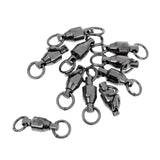 Maxbell 50 Pieces Heavy Duty Ball Bearing Swivel Solid Rings Fishing Swivels Black 4#