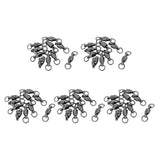 Maxbell 50 Pieces Heavy Duty Ball Bearing Swivel Solid Rings Fishing Swivels Black 4#