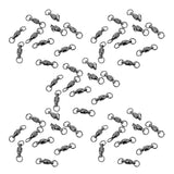 Maxbell 50 Pieces Heavy Duty Ball Bearing Swivel Solid Rings Fishing Swivels Black 4#