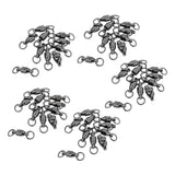 Maxbell 50 Pieces Heavy Duty Ball Bearing Swivel Solid Rings Fishing Swivels Black 4#