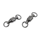 Maxbell 50 Pieces Heavy Duty Ball Bearing Swivel Solid Rings Fishing Swivels Black 4#