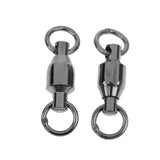 Maxbell 50 Pieces Heavy Duty Ball Bearing Swivel Solid Rings Fishing Swivels Black 4#