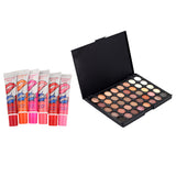 Maxbell 40 Colors Powder Eyeshadow Matt Palette +6pcs Waterproof Peel-off Lip Gloss