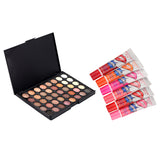 Maxbell 40 Colors Powder Eyeshadow Matt Palette +6pcs Waterproof Peel-off Lip Gloss