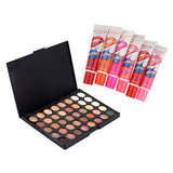 Maxbell 40 Colors Powder Eyeshadow Matt Palette +6pcs Waterproof Peel-off Lip Gloss