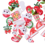 Maxbell 10 Pieces Xmas Mixed Plated Enamel Pendants Charms Christmas Santa Tree Snowman, 50 Pieces Resin Flatback Cabochon for Hair Bow Center, DIY