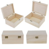 Maxbell 10pcs Unfinished Wood Crafts Jewelry Box Treasure Small Storage For Jewellery Postcards Makeup