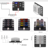 Maxbell 6 & 8 Way Circuit Standard ATO ATC Blade Fuse Box Block Holder Stud Terminal