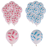 Maxbell 20 Pieces Baby Footprint Latex Balloons Baby Shower Birthday Decor Pink+Blue