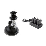 Maxbell 360 Degree Adjustable Holder Suction Mount+3 Ports Bttery Charger For Gopro