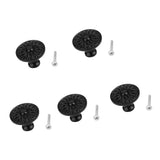 Maxbell 5 Pieces European-style Round Knob Cabinet Drawer Door Pull Handles Black