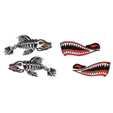 Maxbell 4 Pieces Skeleton Fish Bones with Shark Mouth Teeth Boat Canoe Kayak Decals