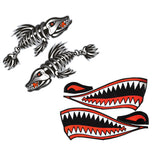 Maxbell 4 Pieces Skeleton Fish Bones with Shark Mouth Teeth Boat Canoe Kayak Decals