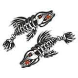 Maxbell 4 Pieces Skeleton Fish Bones with Shark Mouth Teeth Boat Canoe Kayak Decals