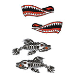 Maxbell 4 Pieces Skeleton Fish Bones with Shark Mouth Teeth Boat Canoe Kayak Decals