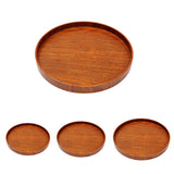 Maxbell 3 x Round Wooden Serving Trays + 10 pieces Appetizer Fruit Fork Flatware Set