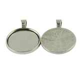 Maxbell 20 Pieces 25mm Antique Silver Base Setting Pendant-Trays Cabochon Frame Charm