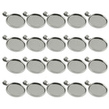 Maxbell 20 Pieces 25mm Antique Silver Base Setting Pendant-Trays Cabochon Frame Charm